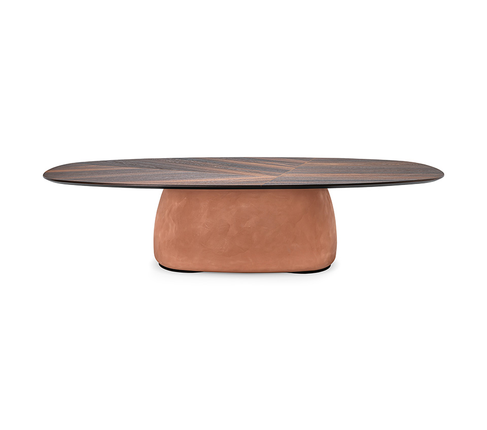 Table à manger design Botero Wood par Cattelan Italia, plateau bois noble et base argile, disponible chez D-Style Interior