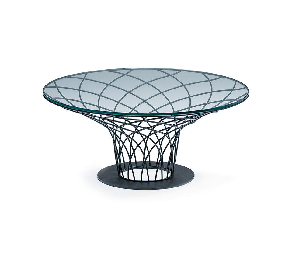 Table basse design haut de gamme Nido par Cattelan Italia, base acier laqué et plateau verre ou acier, disponible chez D-Style Interior.