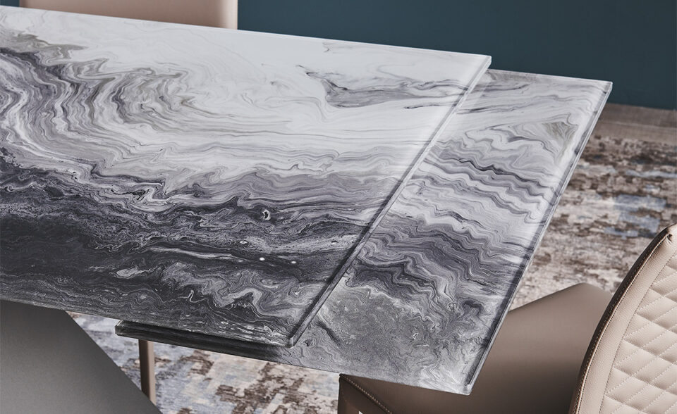 ELIOT Crystalart Drive – Table extensible en verre décoratif Cattelan Italia