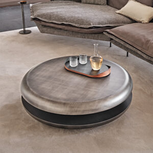 Table basse design haut de gamme Yo-Yo Brushed Cattelan Italia, plateau rotatif avec finition brushed, disponible chez D-Style Interior.