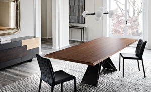Premier Wood Drive table extensible en bois et acier laqué signée Cattelan Italia, alliant élégance naturelle, innovation et design contemporain. Disponible chez D-Style Interior.