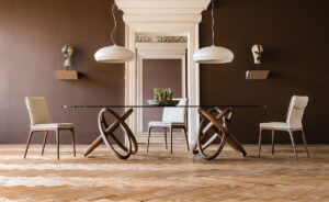 Carioca – Table design contemporain en verre et bois Cattelan Italia disponible chez D-Style Interior