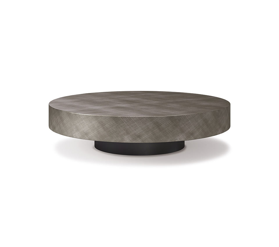 Table basse design haut de gamme Arena par Cattelan Italia, finition brossée main avec plateaux verre pivotants, disponible chez D-Style Interior.