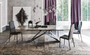 Premier Keramik table de Cattelan Italia allie acier laqué et céramique Marmi dans une création raffinée signée Paolo Cattelan. Disponible chez D-Style Interior.