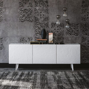 Buffet design haut de gamme Absolut par Cattelan Italia, capitonnage cuir matelassé avec structure laquée, disponible chez D-Style Interior