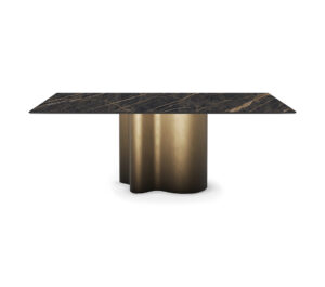 Papelito Keramik table design haut de gamme en céramique, à base sculpturale en acier et silhouette fluide inspirée des vagues. Disponible chez D-Style Interior.