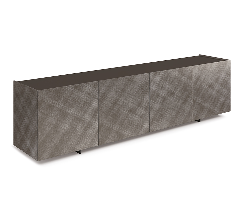 Buffet design haut de gamme Arizona par Cattelan Italia, finitions brossées artisanales avec plateau verre givré, disponible chez D-Style Interior