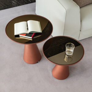 Table basse design haut de gamme Peyote par Cattelan Italia, plateau verre et base polyuréthane, design Piero De Longhi, disponible chez D-Style Interior.