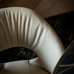 Dafne Chaise design de Cattelan Italia, au dossier ajouré et base conique raffinée, alliant élégance sculpturale et confort haut de gamme. Disponible chez D-Style Interior.