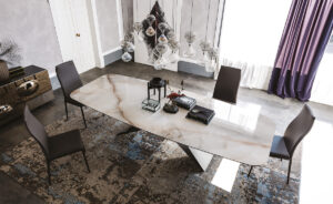 Premier Keramik table de Cattelan Italia allie acier laqué et céramique Marmi dans une création raffinée signée Paolo Cattelan. Disponible chez D-Style Interior.