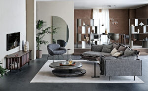 Table basse design haut de gamme Yo-Yo Brushed Cattelan Italia, plateau rotatif avec finition brushed, disponible chez D-Style Interior.