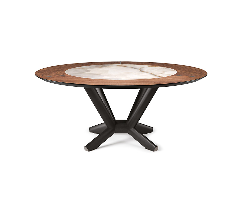 Planer Ker-Wood Round table de Cattelan Italia associe bois noble et céramique raffinée. Un design circulaire d’une élégance italienne intemporelle, Chez D-Style Interior
