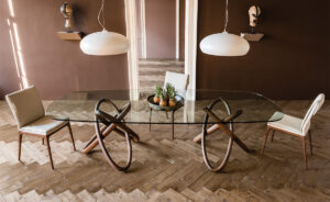 Carioca – Table design contemporain en verre et bois Cattelan Italia disponible chez D-Style Interior