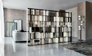 Bibliothèque design haut de gamme Nautilus Cattelan Italia par Studio Brogliato Traverso, bibliothèque modulable métallique, disponible chez D-Style Interior.