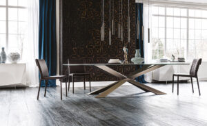 Spyder Keramik table design haut de gamme en acier en X signée Cattelan Italia, alliance parfaite entre élégance et robustesse. Disponible chez D-Style Interior.