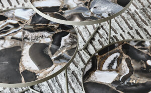 Table basse design haut de gamme Billy Keramik par Cattelan Italia, plateau céramique Marmi avec structure métallique, disponible chez D-Style Interior.