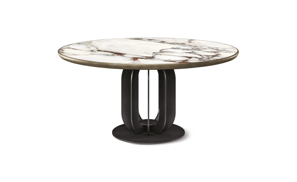 SOHO Keramik Premium Round table design haut de gamme par Cattelan Italia, avec plateau en céramique et bord brossé artisanal. Disponible chez D-Style Interior.