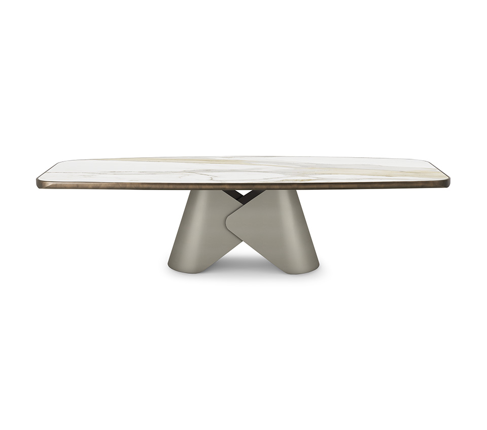 Scott Keramik Premium table de Cattelan Italia incarne la fusion entre sculpture et design, avec son plateau en céramique marbrée et sa base métallique élégante. Disponible chez D-Style Interior.