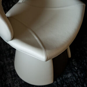 Dafne Chaise design de Cattelan Italia, au dossier ajouré et base conique raffinée, alliant élégance sculpturale et confort haut de gamme. Disponible chez D-Style Interior.