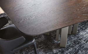 Skyline Wood table design haut de gamme et acier par Cattelan Italia, alliance parfaite entre chaleur naturelle et lignes architecturales. Disponible chez D-Style Interior.
