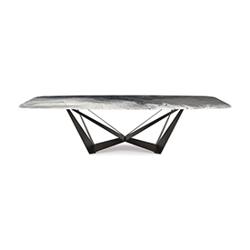 Skorpio Crystalart table de Cattelan Italia allie verre artistique et structure sculpturale en acier pour un style contemporain et raffiné. Disponible chez D-Style Interior.