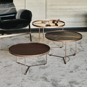 Table basse design haut de gamme Billy Wood par Cattelan Italia, plateau bois massif avec structure métallique, disponible chez D-Style Interior.