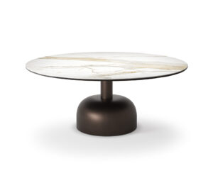 Ritz Lounge table de Cattelan Italia marie élégance sculpturale, base métallique et plateau en céramique luxueuse pour un salon raffiné et contemporain. Disponible chez D-Style Interior.