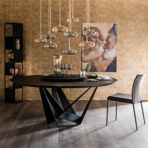 Skorpio Round table design haut de gamme par Cattelan Italia, alliance parfaite d’équilibre et de modernité. Disponible chez D-Style Interior.