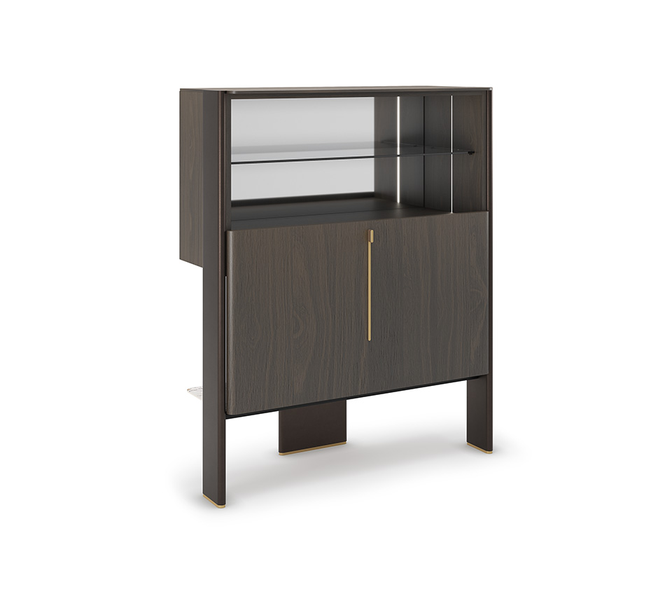 Buffet design haut de gamme Cremona par Cattelan Italia, porte coulissante anti-gravité avec structure bois et céramique, disponible chez D-Style Interior