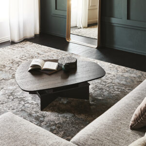 Table basse design haut de gamme Orlando par Cattelan Italia, table transformable à deux hauteurs, structure acier et plateaux mixte, disponible chez D-Style Interior.