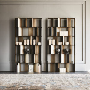 Bibliothèque design haut de gamme Nautilus Cattelan Italia par Studio Brogliato Traverso, bibliothèque modulable métallique, disponible chez D-Style Interior.