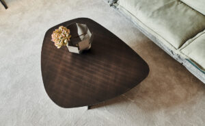 Table basse design haut de gamme Orlando par Cattelan Italia, table transformable à deux hauteurs, structure acier et plateaux mixte, disponible chez D-Style Interior.