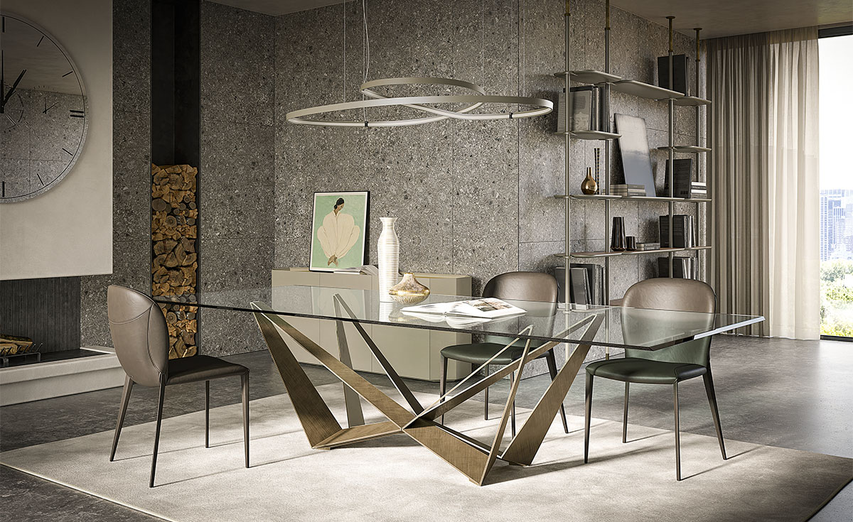 Skorpio table de Cattelan Italia allie structure sculpturale et matériaux précieux pour un design d’exception. Disponible chez D-Style Interior.