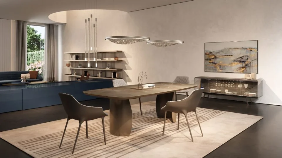 ACQUA SOSPENSIONE en verre de Murano transparent et métal bronze avec éclairage LED intégré, design Reflex Angelo, disponible chez D-Style Interior