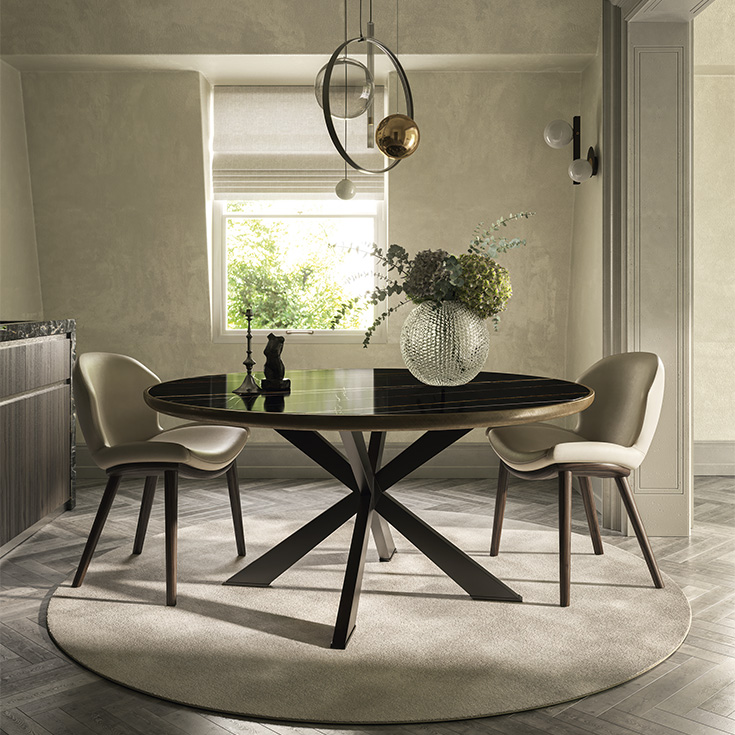 Spyder Keramik Premium Round table de Cattelan Italia, une table ronde en céramique au design contemporain et finitions artisanales. Disponible chez D-Style Interior.