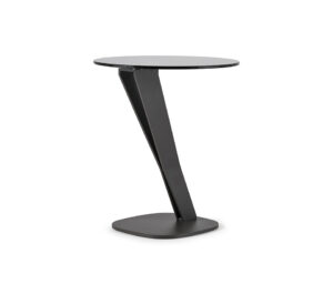 Table basse design haut de gamme Falco par Cattelan Italia, structure acier graphite avec plateau verre transparent ou fumé, disponible chez D-Style Interior.