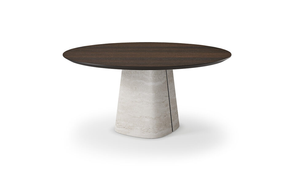 Rado Wood Round table ronde en bois et céramique signée Cattelan Italia, alliant élégance naturelle, innovation artisanale et design haut de gamme. Disponible chez D-Style Interior.