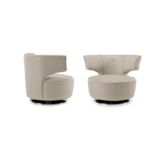 Bull | Fauteuil design haut de gamme Bentley Home en cuir ou tissu, matelassage en losanges, base acier gun-metal grey, disponible chez D-Style Interior