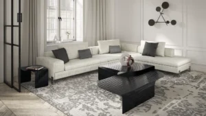 Table basse design haut de gamme Blackjoy Arketipo par Lorenzo Remedi, en verre foncé strié, disponible chez D-Style Interior.
