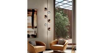 Luminaire suspendu BULLES XL SOSPENSIONE en verre borosilicaté et structure bronze par Reflex Angelo disponible chez D-Style Interior
