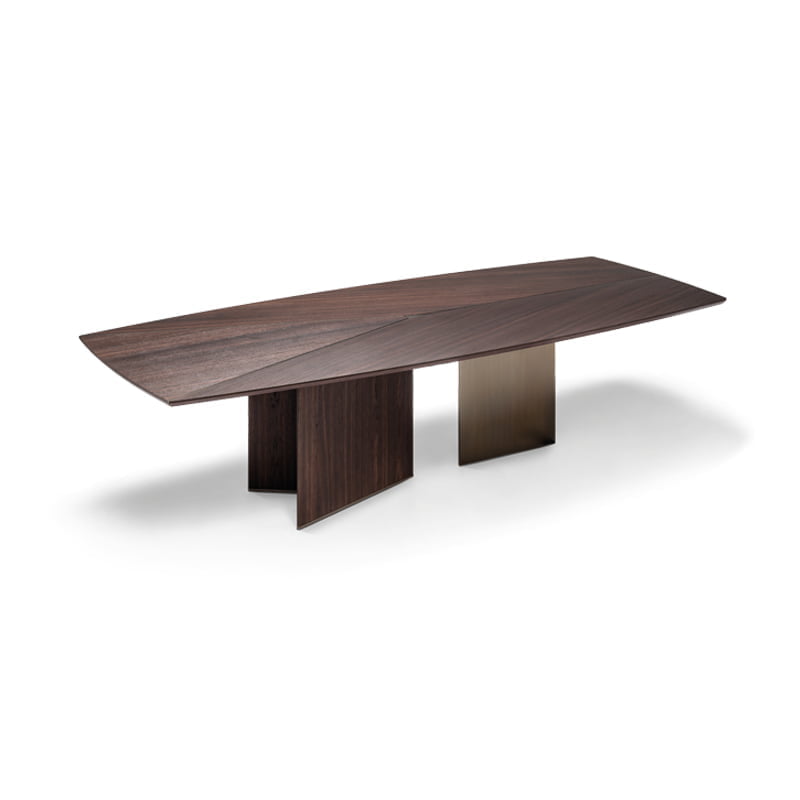 Table à manger design haut de gamme Epsilon par Arketipo, plateau bois et métal design Manzoni & Tapinassi, disponible chez D-Style Interior