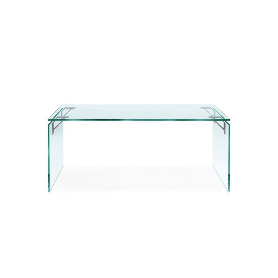 Bright Bureau en verre design haut de gamme FIAM Italia par Valerio Cometti, structure soudée en verre trempé 15 mm, design contemporain, disponible chez D-Style Interior