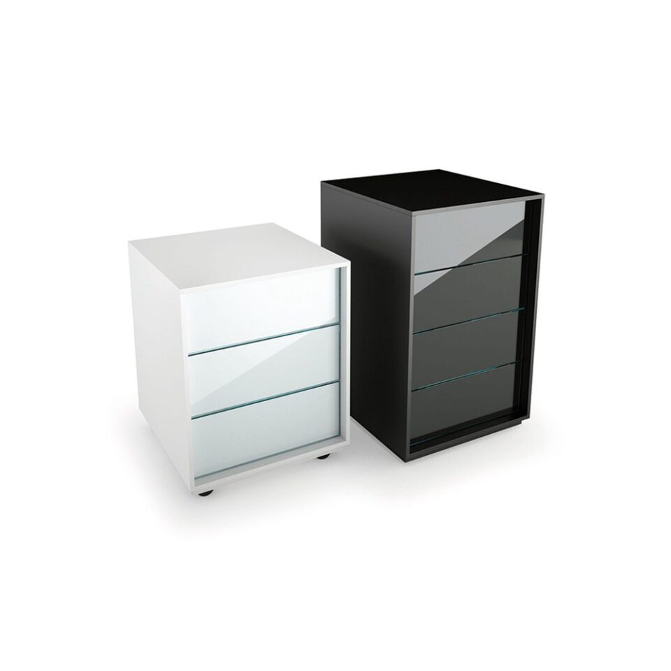 Luminare Cassettiera | Meuble à tiroirs design FIAM Italia signé Roberto Paoli, en bois laqué opaque avec façades en verre peint, disponible chez D-Style Interior