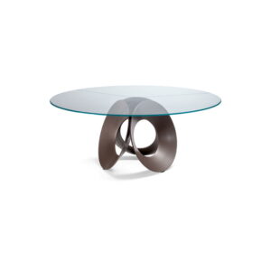 Table à manger design haut de gamme Oracle par Arketipo, base trois cercles métalliques avec plateau marbre, disponible chez D-Style Interior