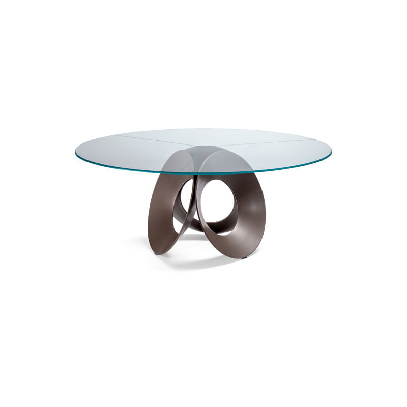 Table à manger design haut de gamme Oracle par Arketipo, base trois cercles métalliques avec plateau marbre, disponible chez D-Style Interior