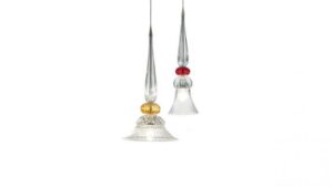 Suspension PALAZZO DUCALE SOSPENSIONE en cristal gravé avec détails colorés et support en acier poli par Reflex Angelo, disponible chez D-Style Interior