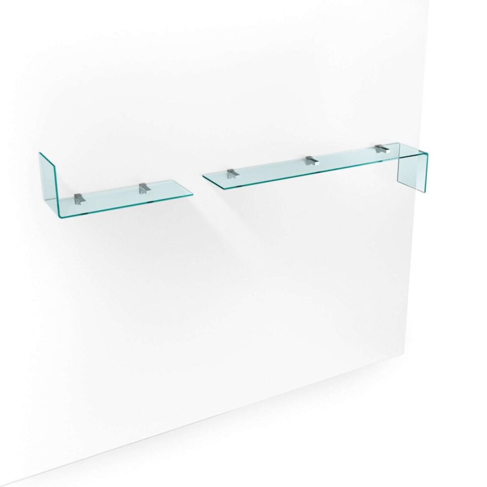 Rialto L mensole | Étagères design FIAM Italia en verre cintré 10 mm avec supports en métal chromé, disponibles chez D-Style Interior