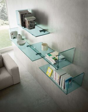 Rialto L mensole | Étagères design FIAM Italia en verre cintré 10 mm avec supports en métal chromé, disponibles chez D-Style Interior