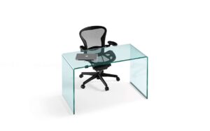 Rialto Scrivania | Bureau design en verre FIAM Italia, verre cintré 15 mm avec détails en aluminium brillanté, disponible chez D-Style Interior