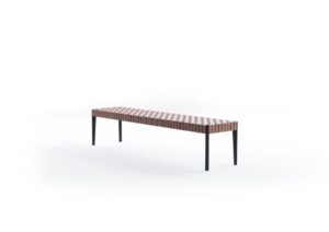 Stilt Weave table basse et tabouret d’Amura Lab allient cuir tissé à la main et design épuré, pour une élégance naturelle et intemporelle. Disponible chez D-Style Interior.